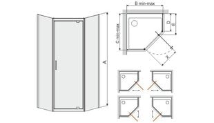 Угловая душевая кабина Sanplast TX PKDJ/TX5b 90s, профиль pergamon, декорированное стекло Cora цена и информация | Душевые кабины | kaup24.ee