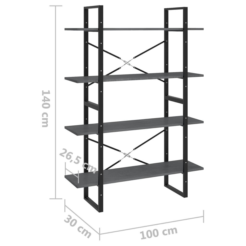 vidaXL 4-korruseline raamaturiiul, 100 x 30 x 140 cm, hall, männipuit hind ja info | Riiulid | kaup24.ee