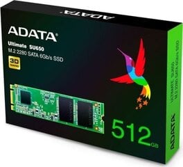Sisemine kõvaketas ADATA ASU650NS38-512GT-C цена и информация | Внутренние жёсткие диски (HDD, SSD, Hybrid) | kaup24.ee