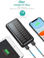 Внешнее портативное солнечное зарядное устройство/аккумулятор Solar Powerbank 20000 мАч с фонариком и защитой IC цена и информация | Зарядные устройства Power bank | kaup24.ee