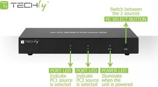 Lüliti Techly DisplayPort/ USB 2x1 Dual Head Video 4K * 30Hz KVM цена и информация | Коммутаторы (Switch) | kaup24.ee