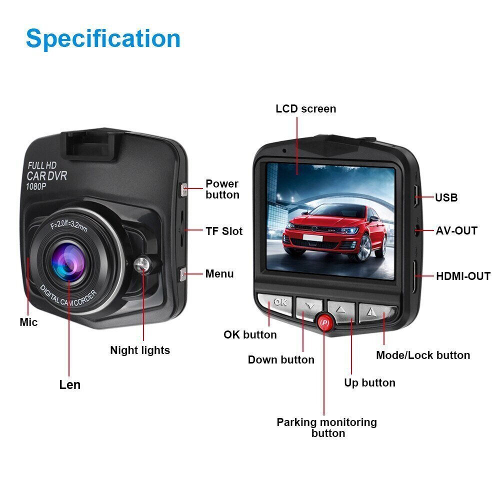 Sõidusalvesti 1080p Full HD autokaamera hind ja info | Pardakaamerad ja videosalvestid | kaup24.ee