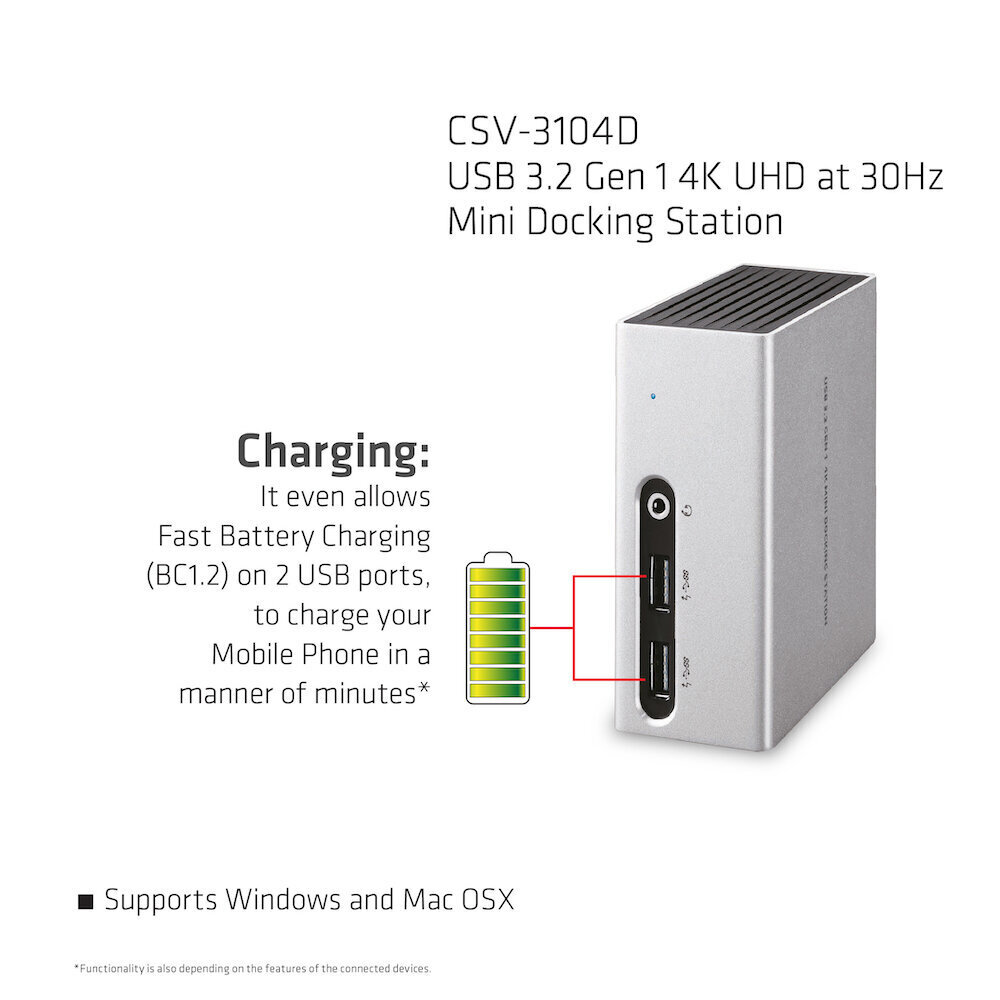 Club 3D Dock USB3.0 Dual GFX 4k Mini hind ja info | Videokaardid (GPU) | kaup24.ee