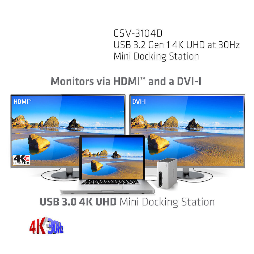 Club 3D Dock USB3.0 Dual GFX 4k Mini hind ja info | Videokaardid (GPU) | kaup24.ee