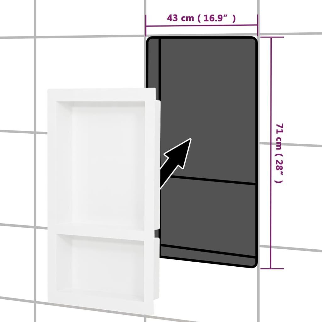 vidaXL dušinišš 2 sektsiooniga, kõrgläikega valge, 41 x 69 x9 cm hind ja info | Vannitoa sisustuselemendid ja aksessuaarid | kaup24.ee