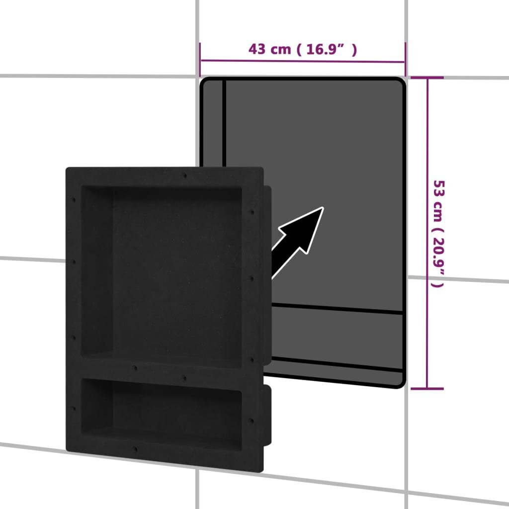 vidaXL dušinišš 2 sektsiooniga, mattmust 41 x 51 x 10 cm hind ja info | Vannitoa sisustuselemendid ja aksessuaarid | kaup24.ee