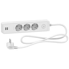 Pikendusjuhe 1,5 m, 3 pesa + 2 usb, valge hind ja info | Pikendusjuhtmed, kaablid | kaup24.ee