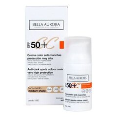 Pigmendilaikude vastane kreem Bella Aurora CC Cream Spf 50+ Keskmine toon (30 ml) hind ja info | Näokreemid | kaup24.ee