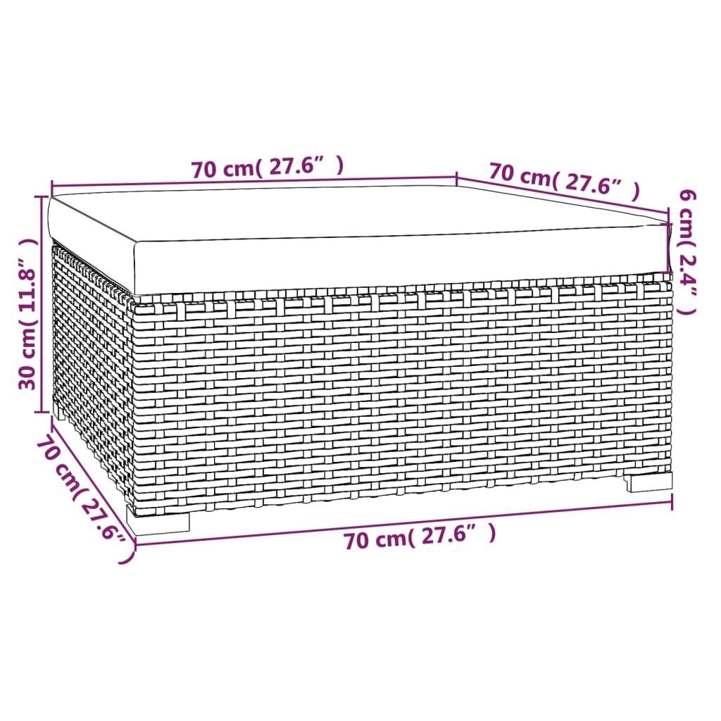 vidaXL aia jalapink istmepadjaga, must, 70x70x30 cm, polürotang hind ja info | Aiatoolid | kaup24.ee