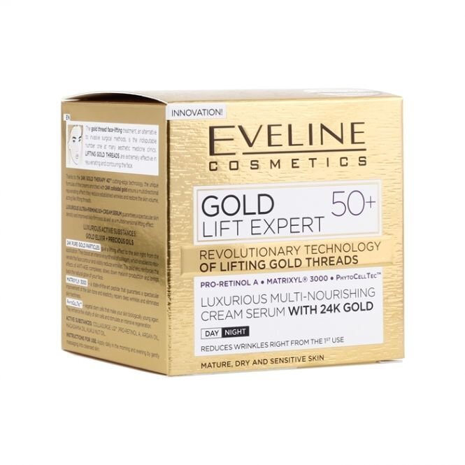 Päeva- ja öökreem 50+ Eveline Cosmetics Gold Lift Expert 50 ml hind ja info | Näokreemid | kaup24.ee