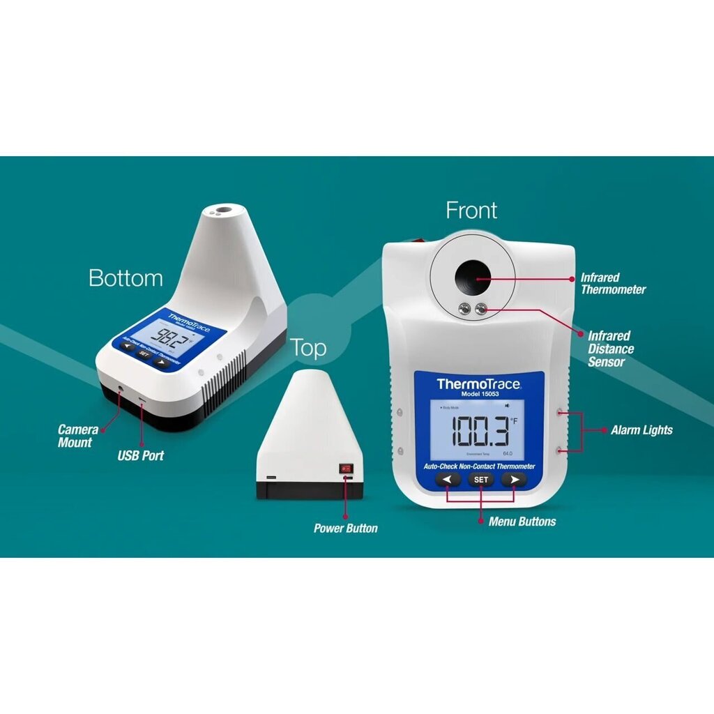 Automaatne kontaktivaba infrapuna otsmiku termomeeter DeltaTrak 15053 ThermoTrace hind ja info | Termomeetrid | kaup24.ee