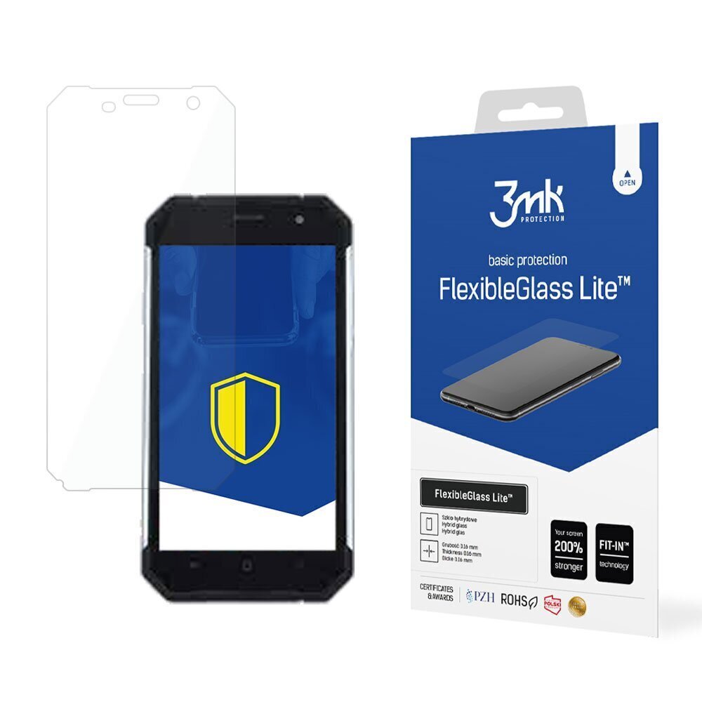 MyPhone Hammer AXE PRO - 3mk FlexibleGlass Lite™ screen protector цена и информация | Ekraani kaitsekiled | kaup24.ee