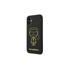 Karl Lagerfeld case for iPhone 11 6,1" / XR KLHCN61SILFLYBK hard case black Silicone Iconic Outline hind ja info | Telefoni kaaned, ümbrised | kaup24.ee