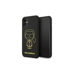 Karl Lagerfeld case for iPhone 11 6,1" / XR KLHCN61SILFLYBK hard case black Silicone Iconic Outline hind ja info | Telefoni kaaned, ümbrised | kaup24.ee