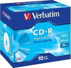 Matricas CD-R Verbatim 800 MB 1x-40x lisakaitse, 10 Pack Jewel hind ja info | Vinüülplaadid, CD, DVD | kaup24.ee