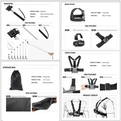 Fusion 216 in 1 lisakomplekt tegevuskaameratele / GoPro / HERO9 / Xiaomi YI / EKEN / OSMO / MountDog (EVA CASE) V2 hind ja info | Videokaamerate lisatarvikud | kaup24.ee