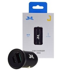 JML CC-103 autolaadija Quick Charge 3.0 / PD / USB-C / USB / 3A / 24W must hind ja info | Mobiiltelefonide laadijad | kaup24.ee