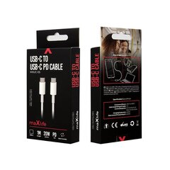 Maxlife MXUC-05 cable USB-C - USB-C 1,0 m 20W white цена и информация | Кабели для телефонов | kaup24.ee