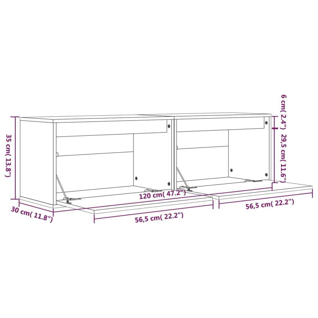 Seinakapid vidaXL, meepruun 60 x 30 x 35 cm, männipuit - 2 tk цена и информация | Elutoa väikesed kapid | kaup24.ee