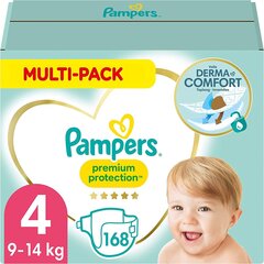 Pampers Premium Protection 4 (9 -14kg) 168 tükki цена и информация | Подгузники | kaup24.ee