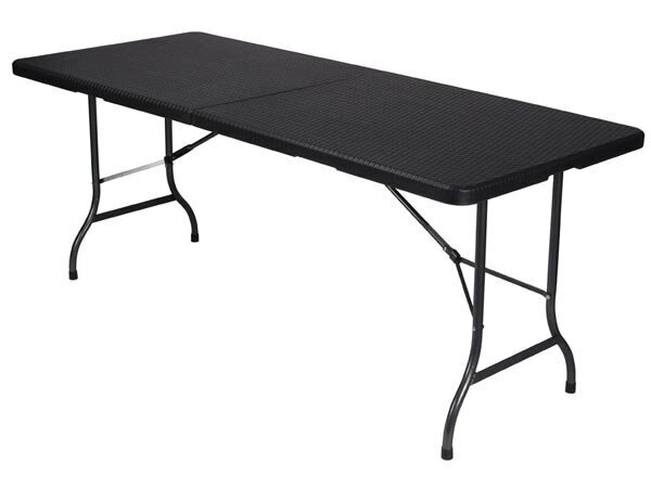 folding table Rotanlook 180 x 75 cm polyethylene/steel black - hind ja info | Aialauad | kaup24.ee