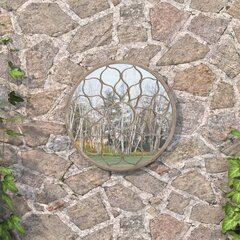 vidaXL aiapeegel, beež, 60x3 cm, ümmargune, raud, õues kasutamiseks цена и информация | Зеркала | kaup24.ee