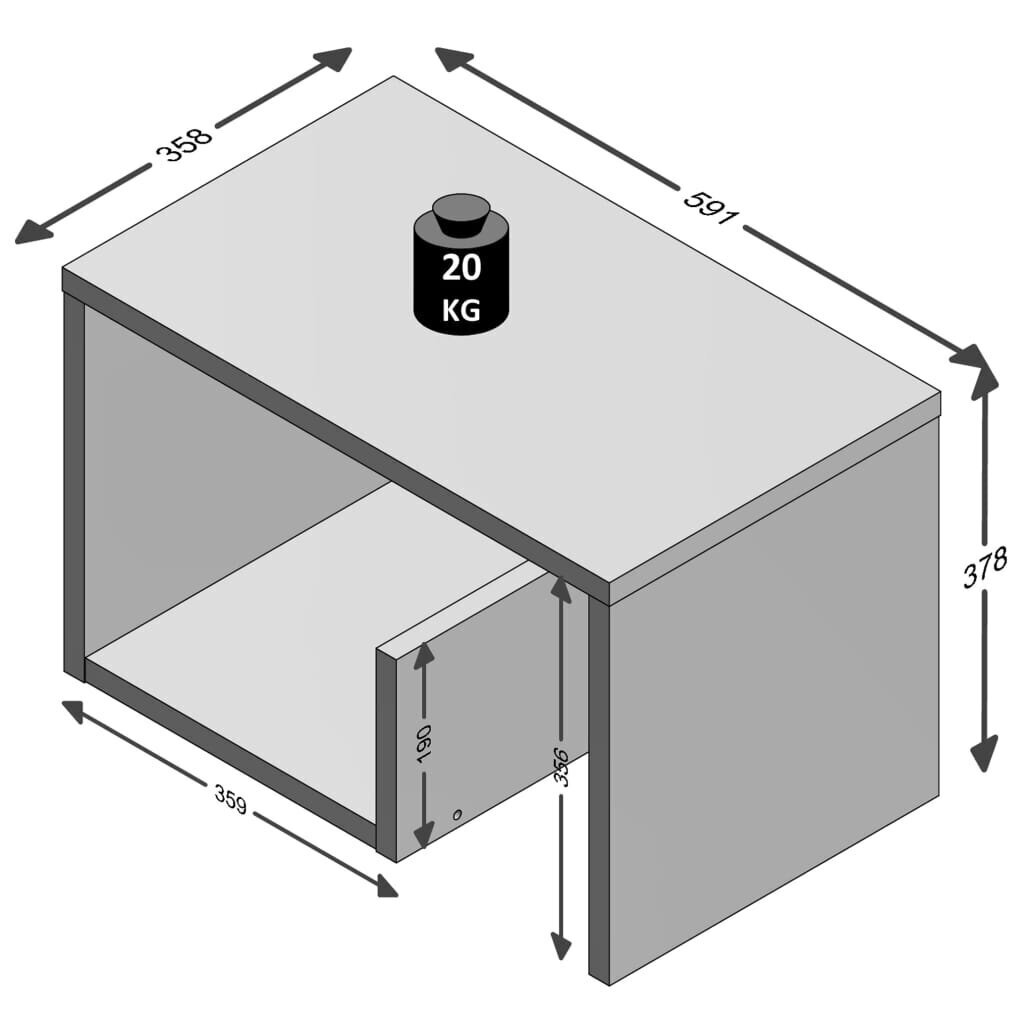 FMD diivanilaud kaks ühes, 59,1 x 35,8 x 37,8 cm, beež tamm hind ja info | Diivanilauad | kaup24.ee