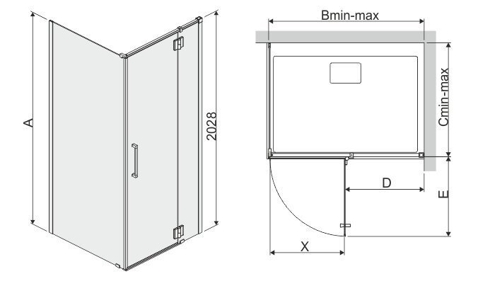 Nurga dušikabiin SANPLAST KNDJ2L Space Line / Space 90x80 R hind ja info | Dušikabiinid | kaup24.ee