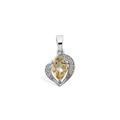 Südamekujuline hõberipats (925) loodusliku Tsitriiniga (~0,58 ct), rodeeritud AVP610447-3 цена и информация | Украшения на шею | kaup24.ee