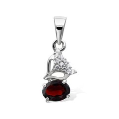 Hõberipats (925) imelise Granaadi (~0,92ct) ja säravate tsirkoonidega (CZ), rodeeritud AVP614166-4 цена и информация | Украшения на шею | kaup24.ee