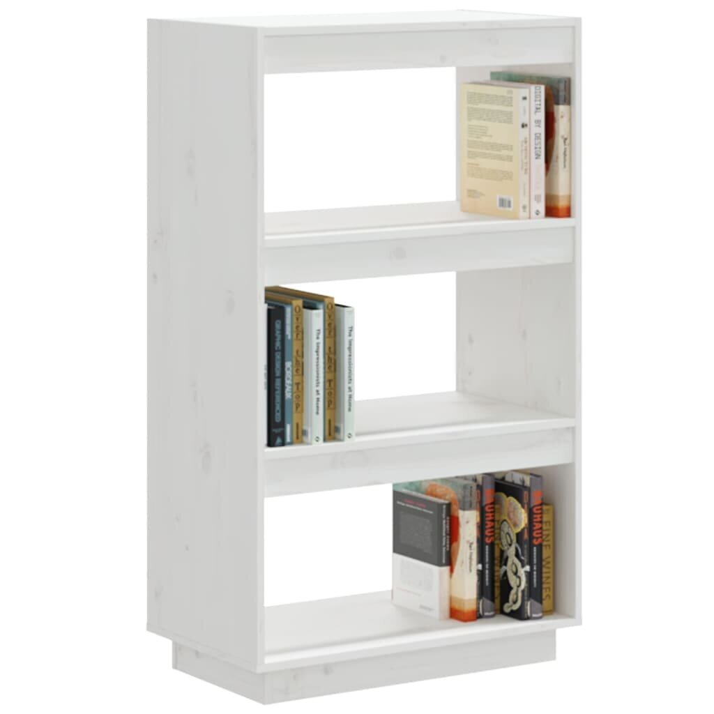 vidaXL raamaturiiul/ruumijagaja, valge, 60x35x103 cm, täismännipuit hind ja info | Riiulid | kaup24.ee