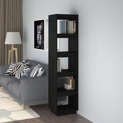 vidaXL raamaturiiul/ruumijagaja, must, 40x35x167 cm, täismännipuit hind ja info | Riiulid | kaup24.ee