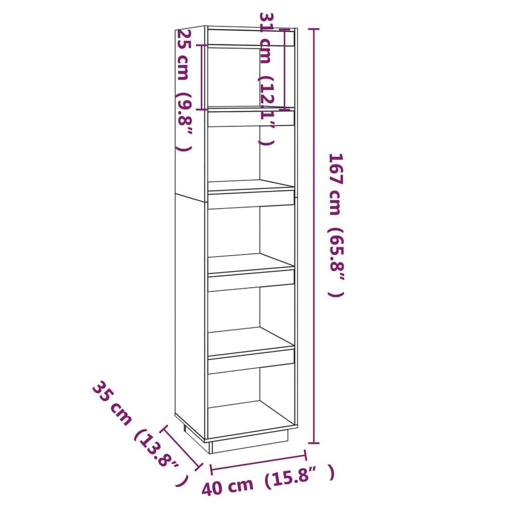 vidaXL raamaturiiul/ruumijagaja, meepruun, 40x35x167 cm, männipuit hind ja info | Riiulid | kaup24.ee