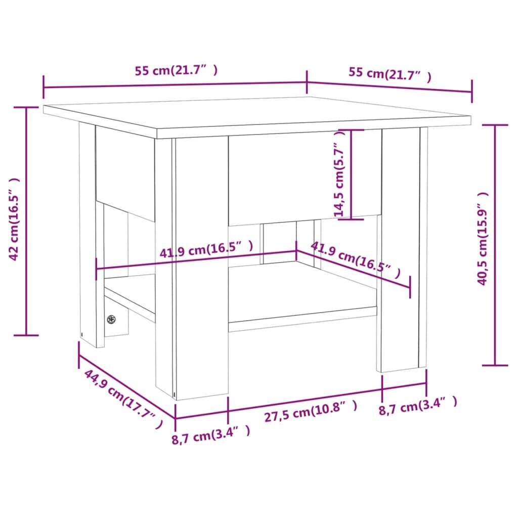 vidaXL kohvilaud, must, 55x55x42 cm puitlaastplaat hind ja info | Diivanilauad | kaup24.ee