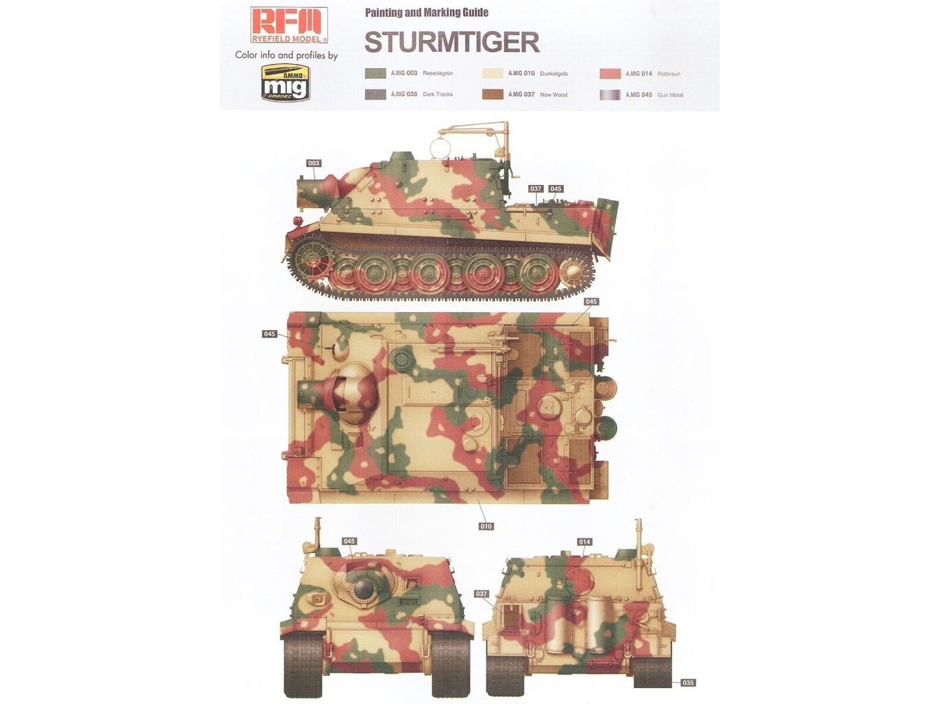 Rye Field Model - Sturmmorser Tiger RM61 L/5,4 / 38 cm With Full Interior, 1/35, RFM-5012 hind ja info | Klotsid ja konstruktorid | kaup24.ee