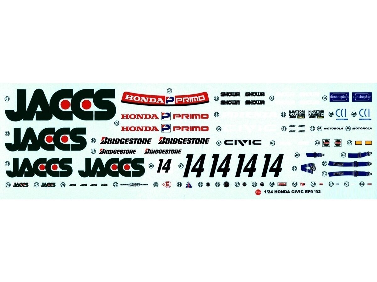 NuNu - Honda Civic EF9 Group A sponsored by JACCS - 1992, 1/24, 24021 цена и информация | Klotsid ja konstruktorid | kaup24.ee