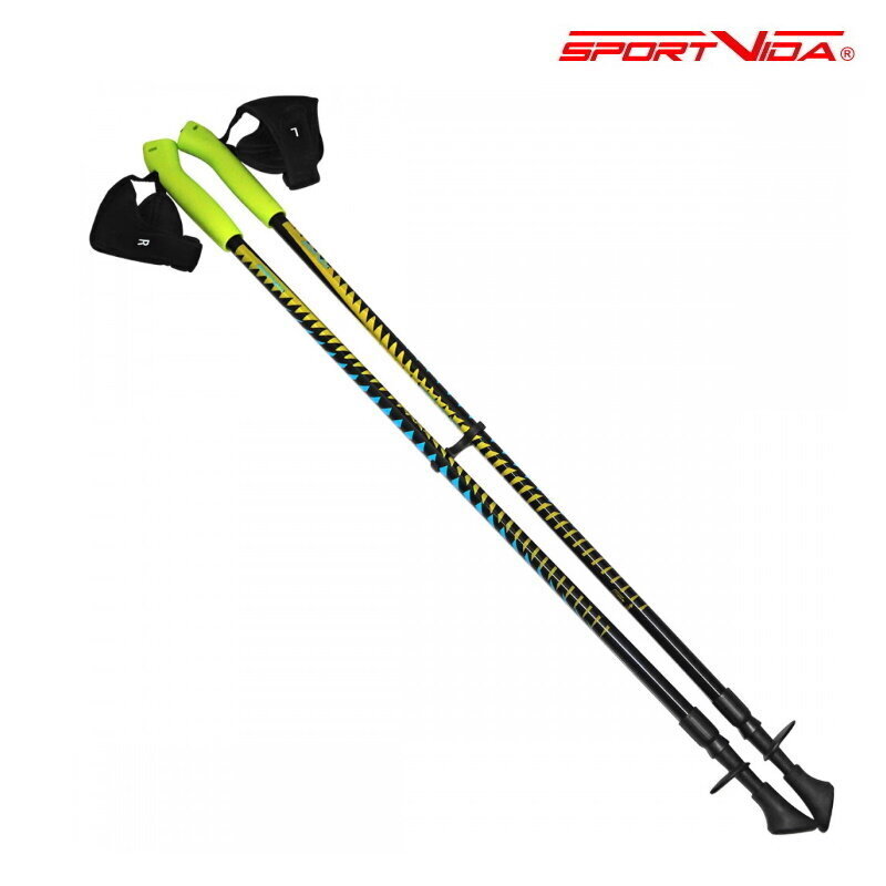 SportVida Anti-Shock 2-sektsioonilised vastupidavad ja kerged (410gr.) Terasest kepikõnnikepid 80cm Black-Lime hind ja info | Käimiskepid | kaup24.ee