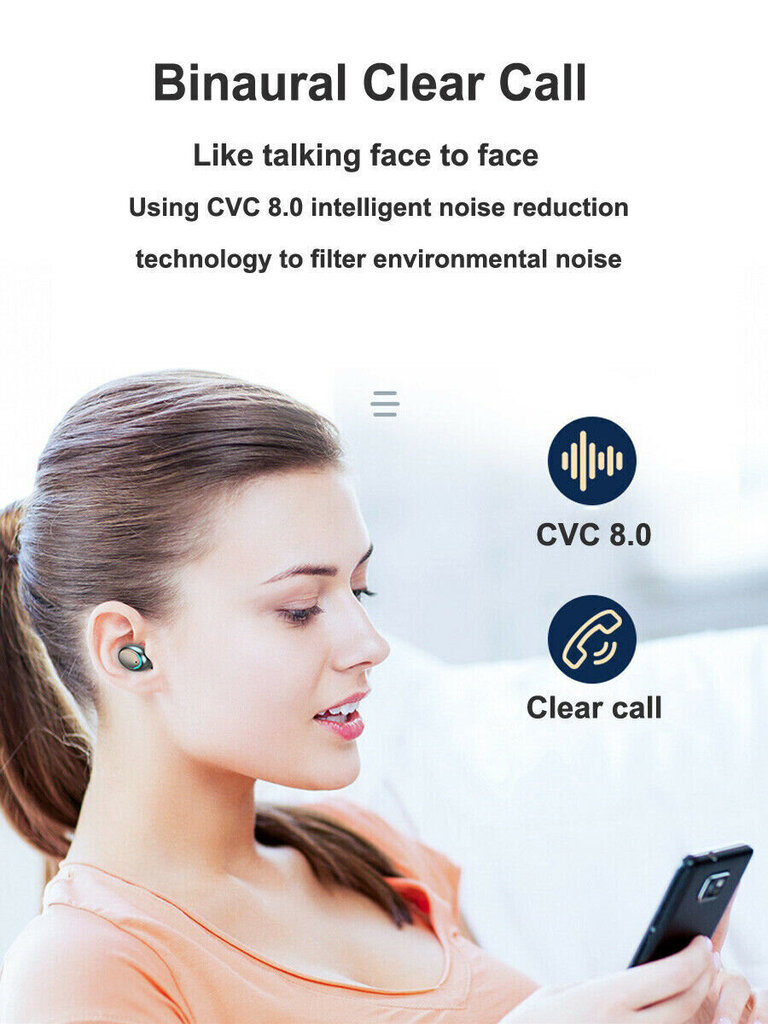 Bassiga juhtmevabad spordikõrvaklapid. käed-vabad varustus mikrofoniga, laadimisümbris (toitepank), LCD ekraan hind ja info | Kõrvaklapid | kaup24.ee
