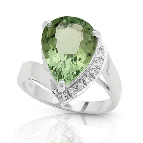 Hõbesõrmus (925) suure rohelise Ametüstiga F50150 hind ja info | Sõrmused | kaup24.ee