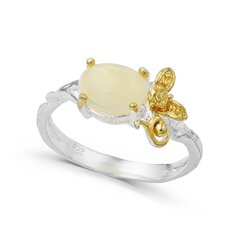 Ilusa ovaalse Etioopia Opaaliga hõbesõrmus (925), osaliselt kollase kullaga kullatud F50234 hind ja info | Sõrmused | kaup24.ee