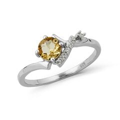 Ilus hõbesõrmus (925) Tsitriini (5 mm) ja säravate Tsirkoonidega AVP515092-3 hind ja info | Sõrmused | kaup24.ee