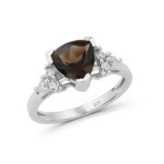 Ilus hõbesõrmus (925) Suits-kvartsi (8 mm) ja säravate Tsirkoonidega AVP514552-8 hind ja info | Sõrmused | kaup24.ee