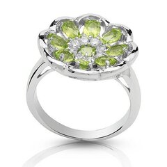 Omapärane hõbesõrmus (925) ilusate Peridootidega F50142 hind ja info | Sõrmused | kaup24.ee