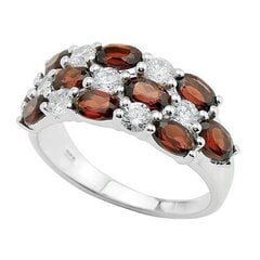 Kaunis hõbesõrmus (925) ilusate Granaatidega AH54024 hind ja info | Sõrmused | kaup24.ee