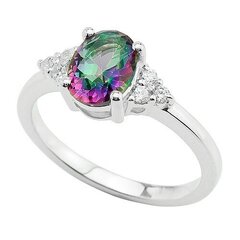 Серебряное (925) кольцо с драгоценными камнями, код AH546610 цена и информация | Кольцо | kaup24.ee