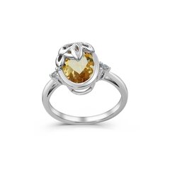 Hõbesõrmus (925) kauni kuldkollase Tsitriiniga (10x8 mm) AH549038RH-3 hind ja info | Sõrmused | kaup24.ee