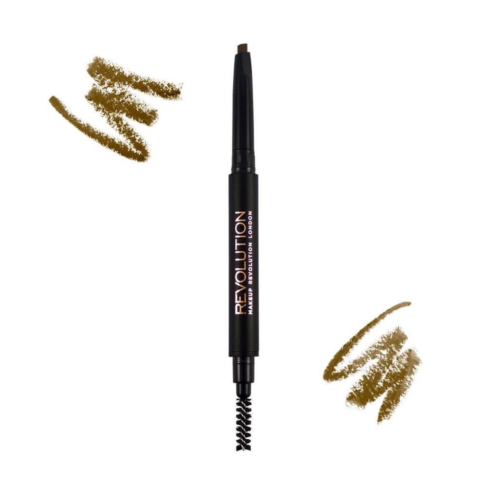 Kulmupliiats koos harjaga Makeup Revolution London Duo Brow 0,15 g, Light Brown hind ja info | Kulmuvärvid, -pliiatsid | kaup24.ee