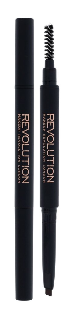 Kulmupliiats koos harjaga Makeup Revolution London Duo Brow 0,15 g, Medium Brown цена и информация | Kulmuvärvid, -pliiatsid | kaup24.ee