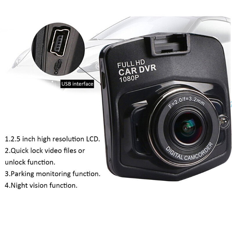 Videokaamera iWear Gt4 Hd auto-Dvr armatuurlaua G-sensoriga, 1080p Hd 140° lainurk 2,4'' Lcd - must цена и информация | Pardakaamerad ja videosalvestid | kaup24.ee