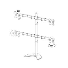 Lauakinnitus 4 monitorile Techly 13-27", kuni 40kg, must, reguleeritav hind ja info | Teleri seinakinnitused ja hoidjad | kaup24.ee